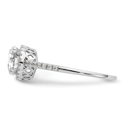 1.00ct. CZ Solid Real 14K White Gold Round Halo Engagement Ring