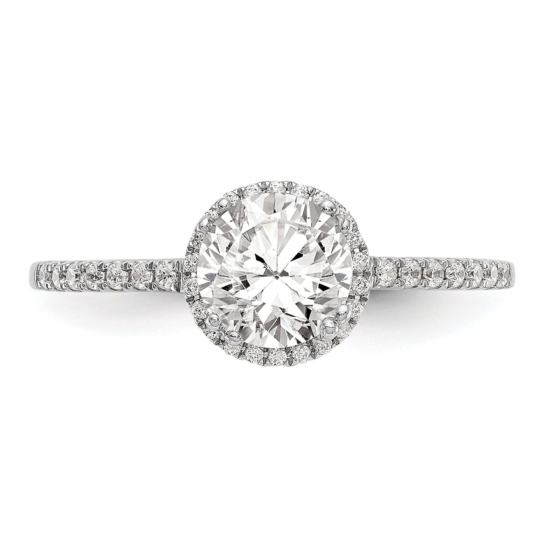 1.00ct. CZ Solid Real 14K White Gold Round Halo Engagement Ring