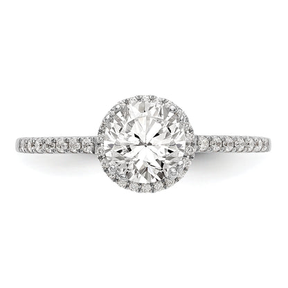 1.00ct. CZ Solid Real 14K White Gold Round Halo Engagement Ring