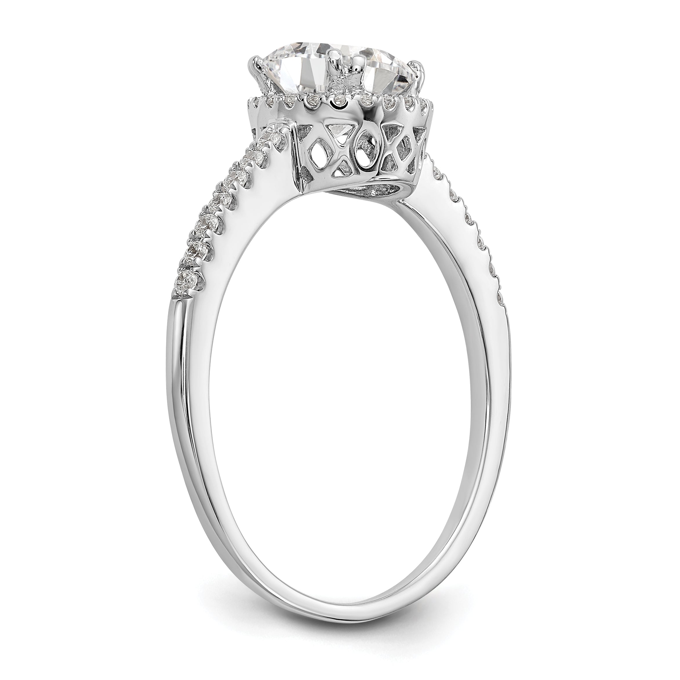 1.00ct. CZ Solid Real 14K White Gold Round Halo Engagement Ring