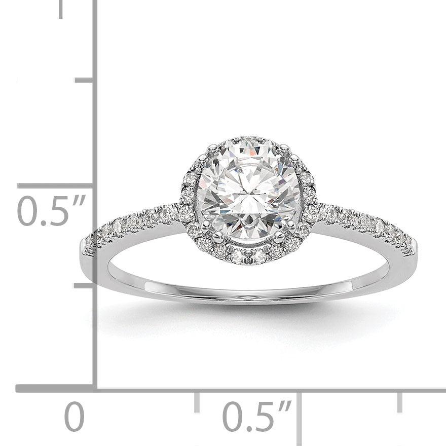 1.00ct. CZ Solid Real 14K White Gold Round Halo Engagement Ring