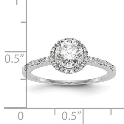 1.00ct. CZ Solid Real 14K White Gold Round Halo Engagement Ring