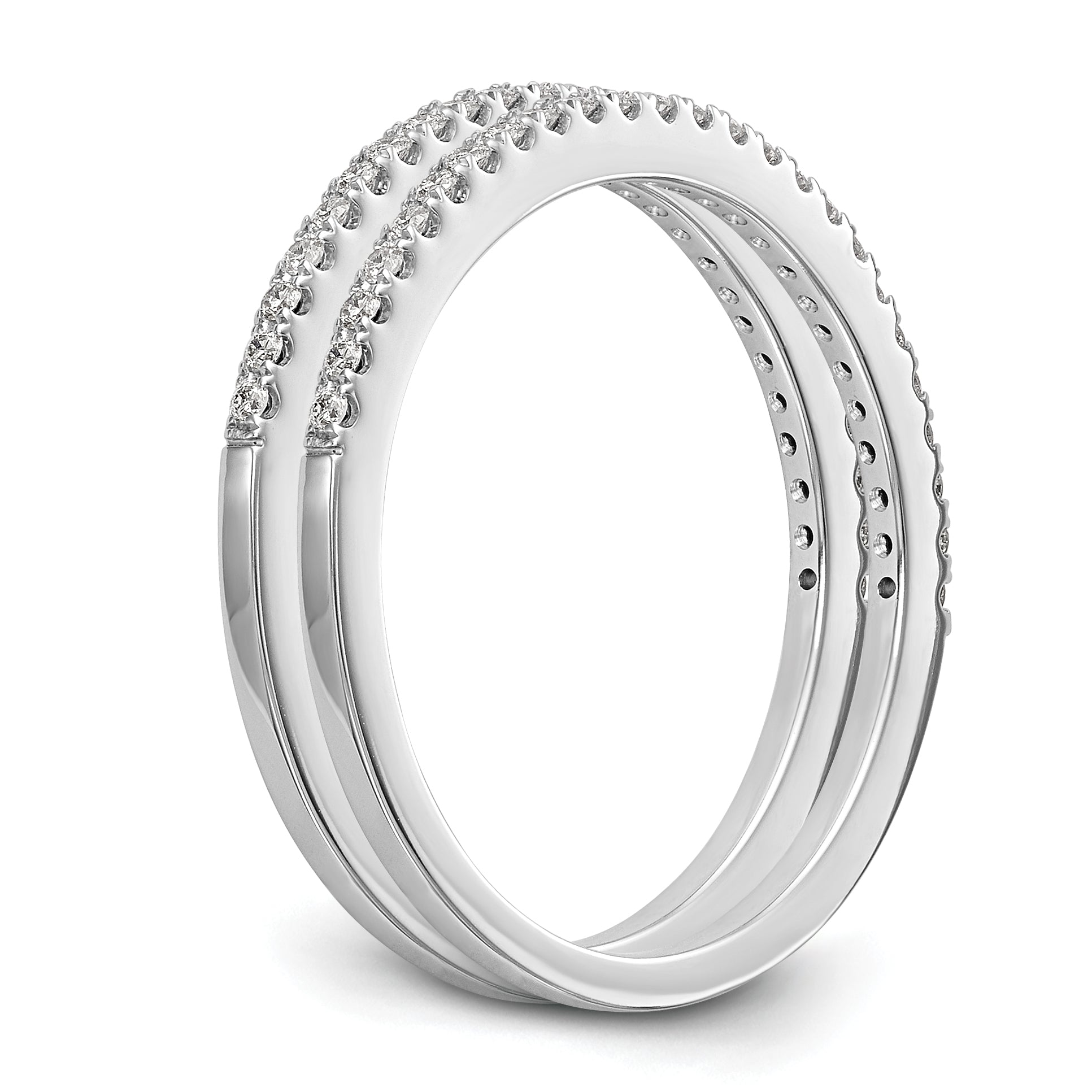0.25ct. CZ Solid Real 14k White Gold Set of 2 Wedding Wedding Band Rings