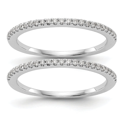 0.25ct. CZ Solid Real 14k White Gold Set of 2 Wedding Wedding Band Rings