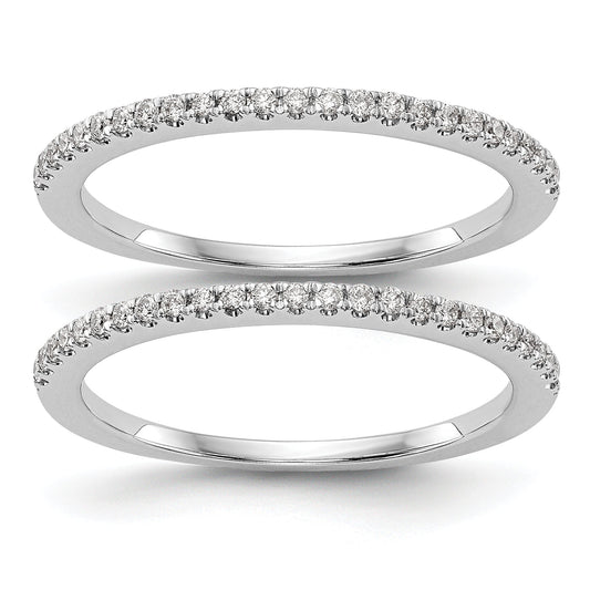 0.25ct. CZ Solid Real 14k White Gold Set of 2 Wedding Wedding Band Rings