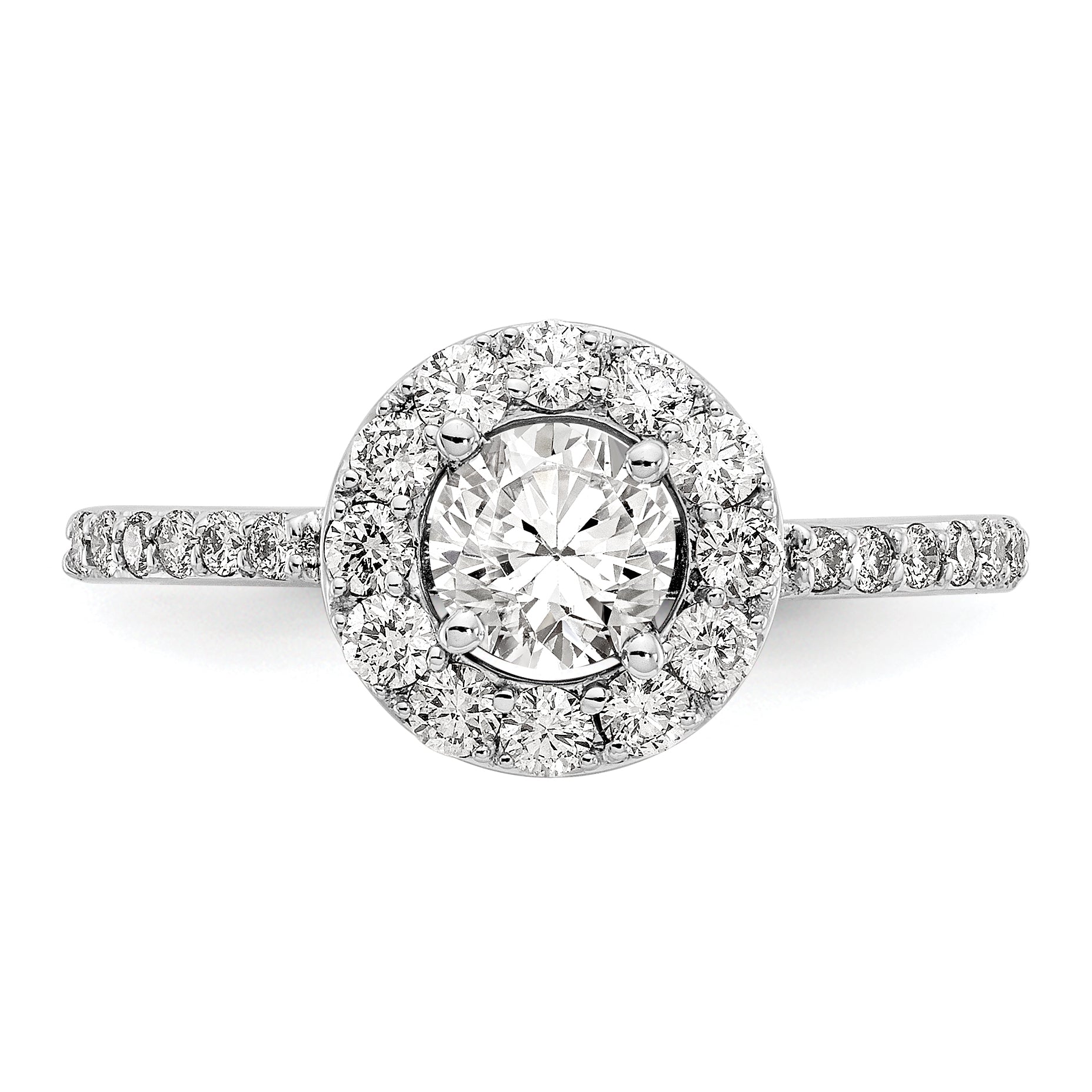 0.50ct. CZ Solid Real 14K White Gold Round Halo Engagement Ring