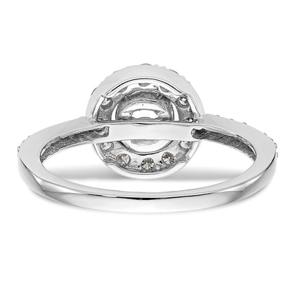 0.50ct. CZ Solid Real 14K White Gold Round Halo Engagement Ring