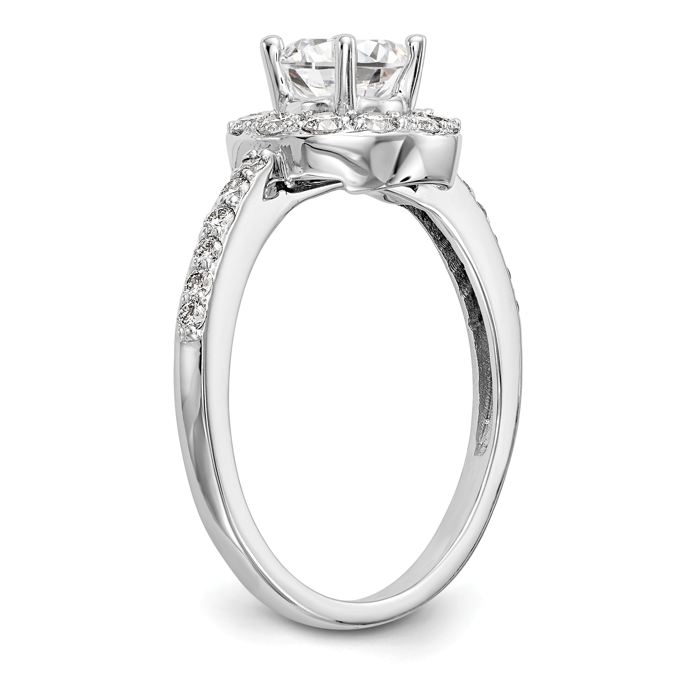 0.50ct. CZ Solid Real 14K White Gold Round Halo Engagement Ring