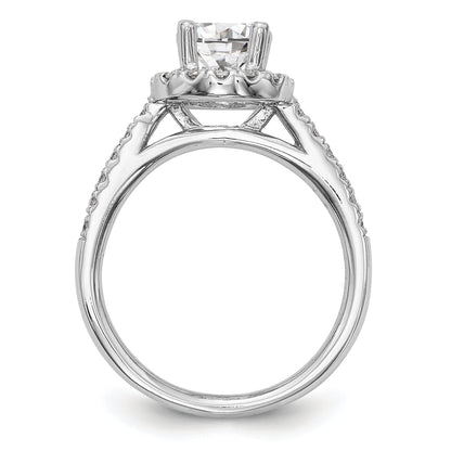 0.75ct. CZ Solid Real 14K White Gold Round Halo Engagement Ring