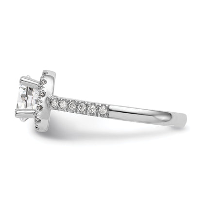 0.50ct. CZ Solid Real 14K White Gold Round Halo Engagement Ring