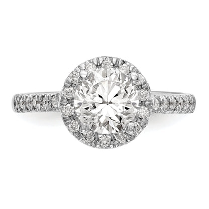 0.25ct. CZ Solid Real 14K White Gold Round Halo Engagement Ring