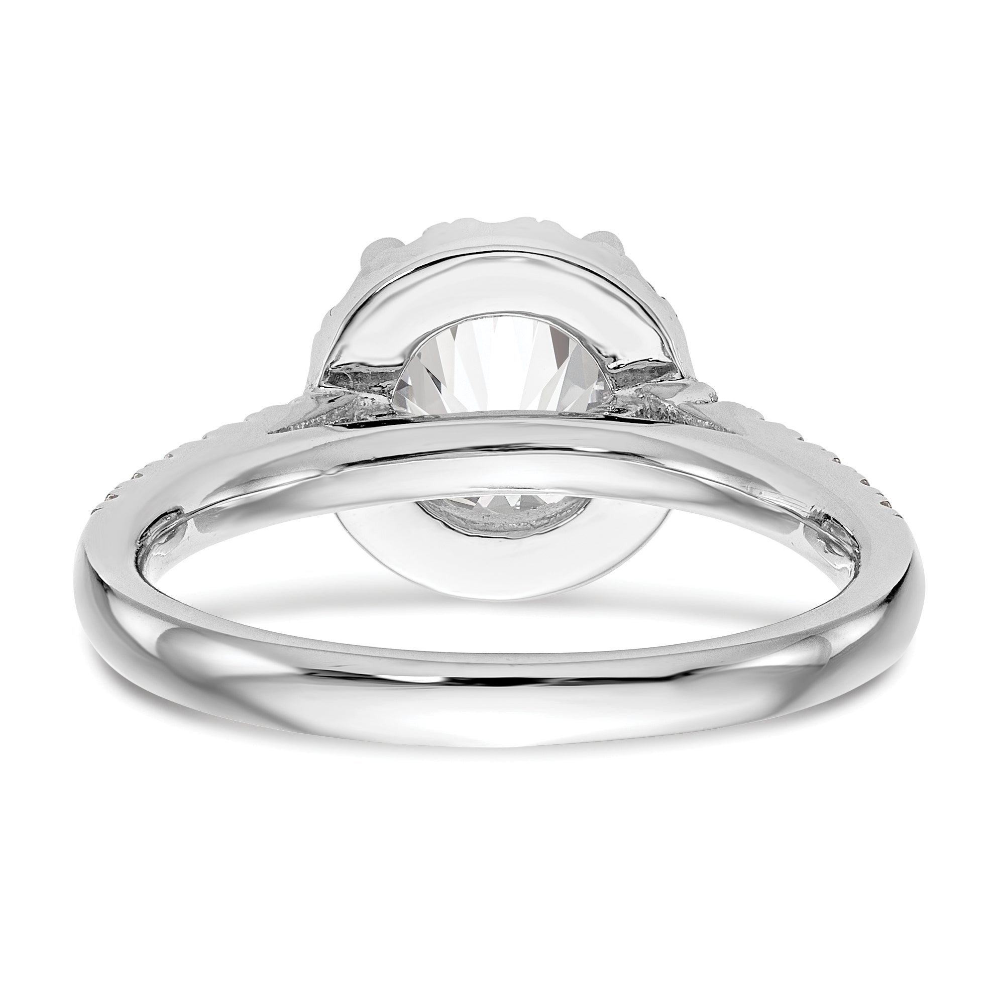 0.25ct. CZ Solid Real 14K White Gold Round Halo Engagement Ring