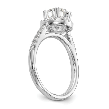 0.25ct. CZ Solid Real 14K White Gold Round Halo Engagement Ring
