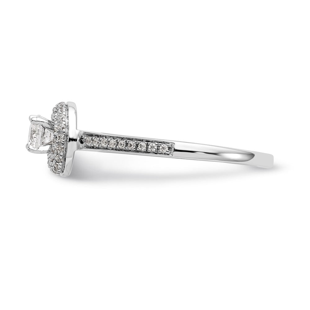 1/2 Ct. Natural Diamond Halo Bridal Engagement Ring Set in 14K White Gold