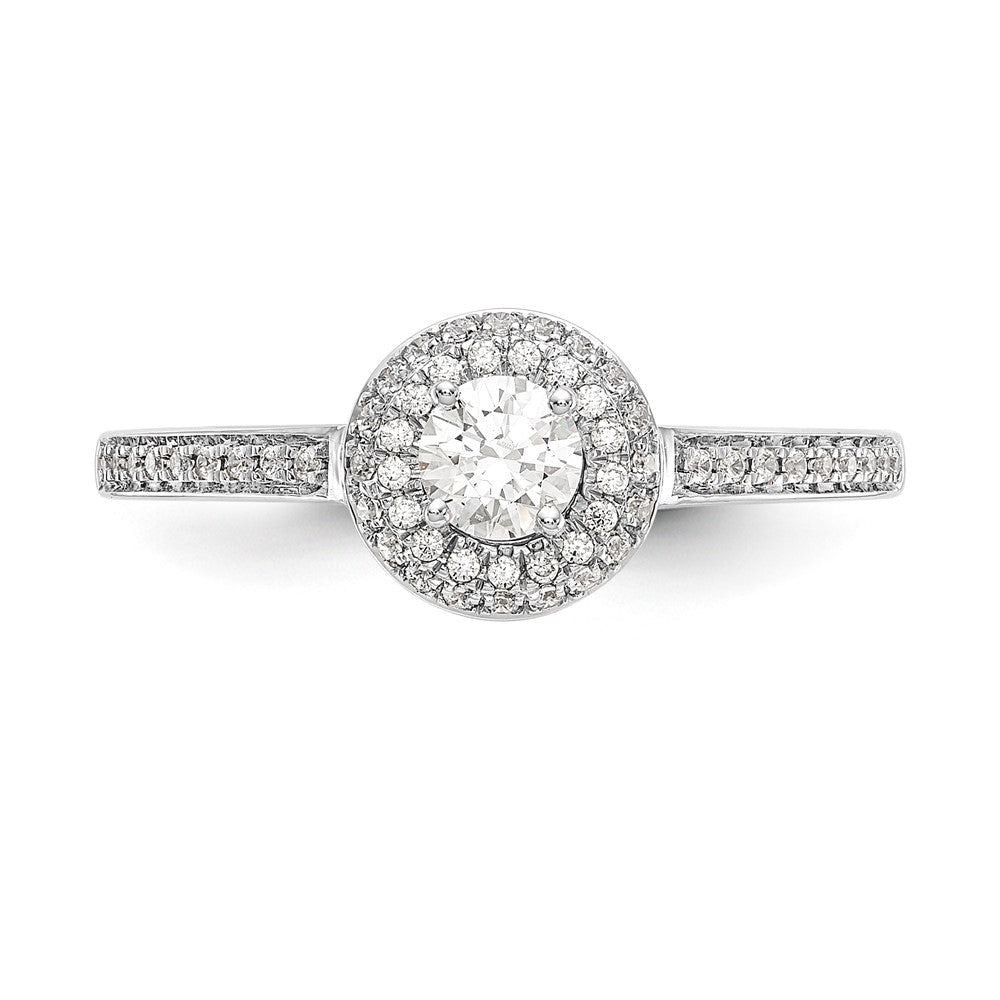1/2 Ct. Natural Diamond Halo Bridal Engagement Ring Set in 14K White Gold
