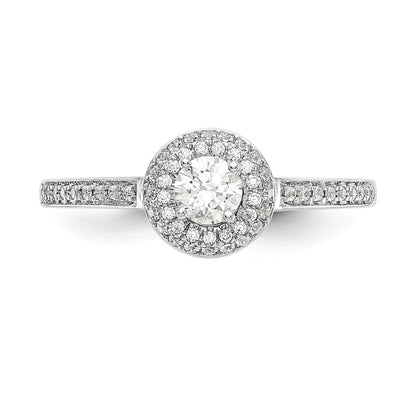 1/2 Ct. Natural Diamond Halo Bridal Engagement Ring Set in 14K White Gold