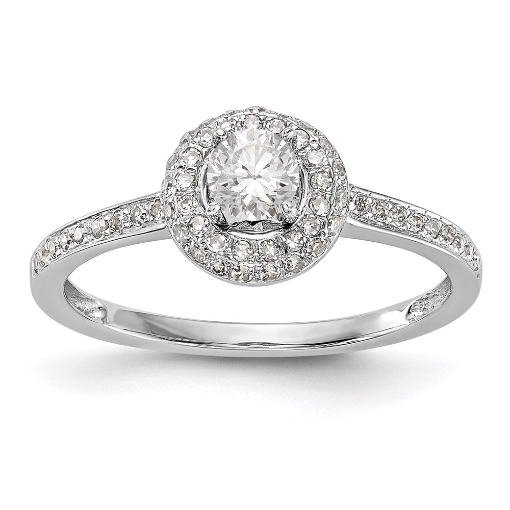 1/2 Ct. Natural Diamond Halo Bridal Engagement Ring Set in 14K White Gold