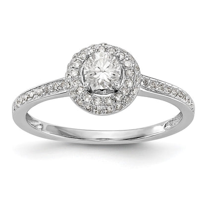 1/2 Ct. Natural Diamond Halo Bridal Engagement Ring Set in 14K White Gold
