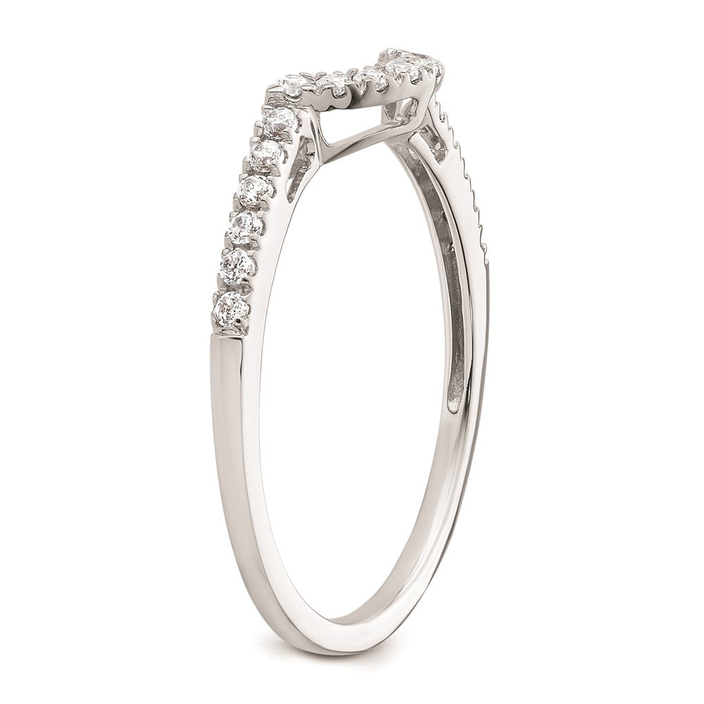 14k White Gold Real Diamond Contour Wedding Band