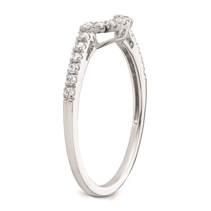 14k White Gold Real Diamond Contour Wedding Band