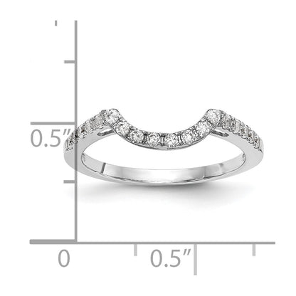 14k White Gold Real Diamond Contour Wedding Band