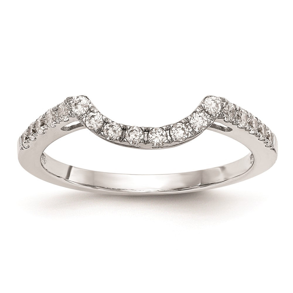 14k White Gold Real Diamond Contour Wedding Band