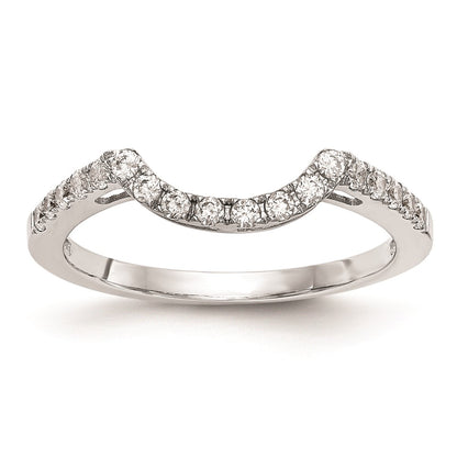 14k White Gold Real Diamond Contour Wedding Band