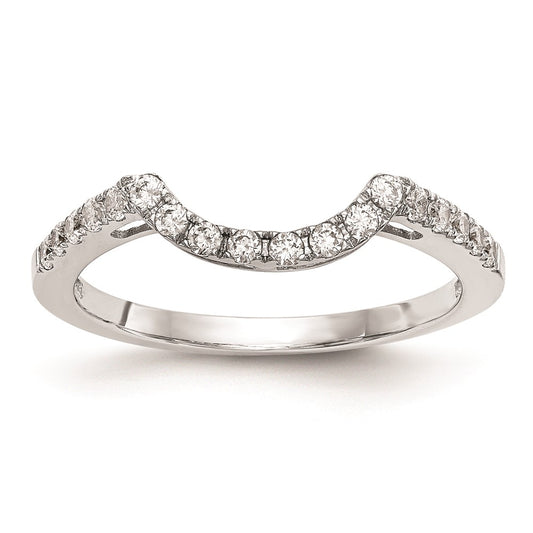 14k White Gold Real Diamond Contour Wedding Band