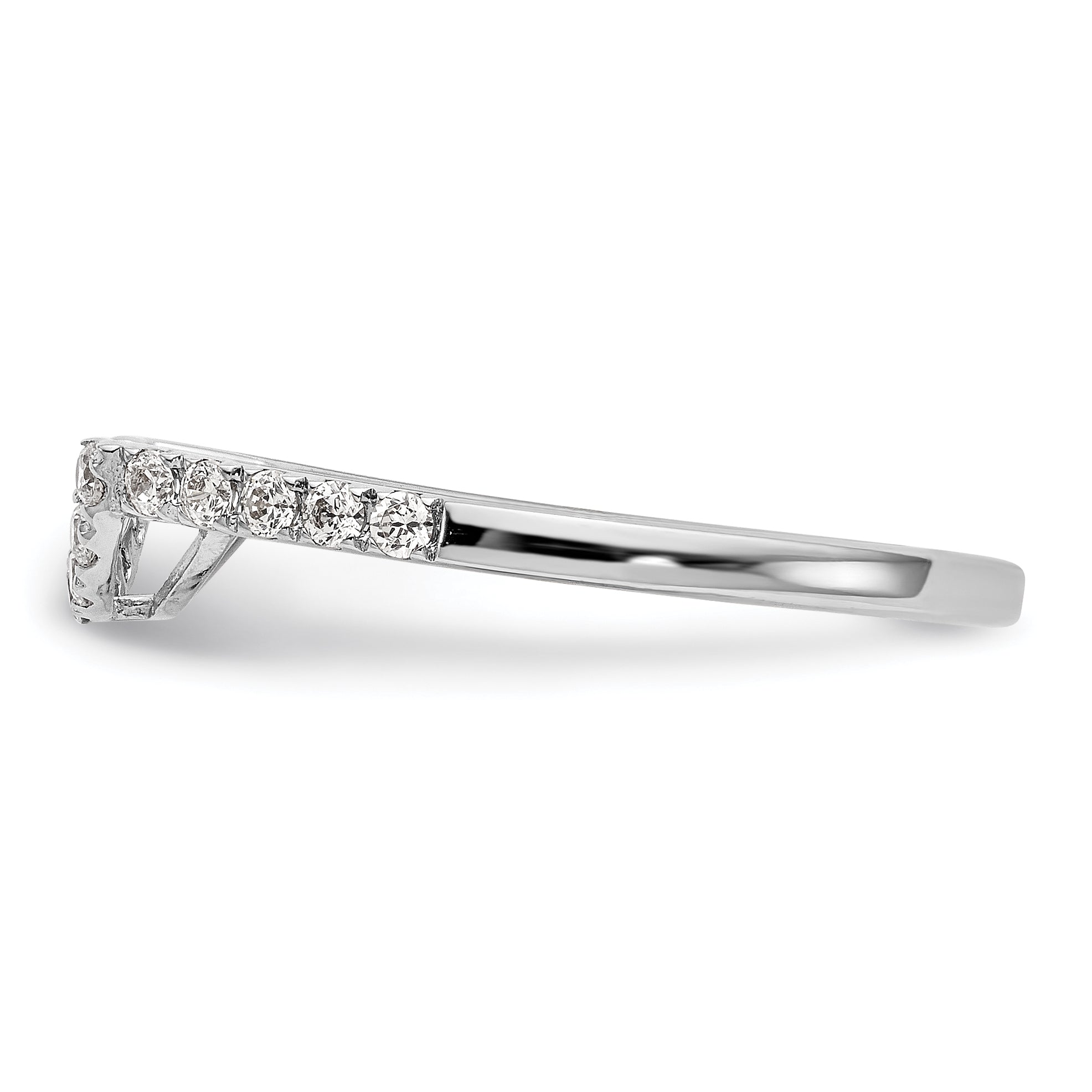 0.20ct. CZ Solid Real 14k White Gold Contour Wedding Wedding Band Ring