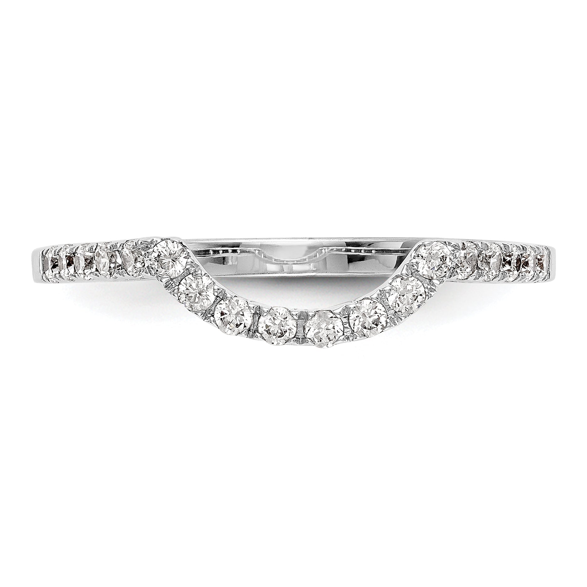 0.20ct. CZ Solid Real 14k White Gold Contour Wedding Wedding Band Ring
