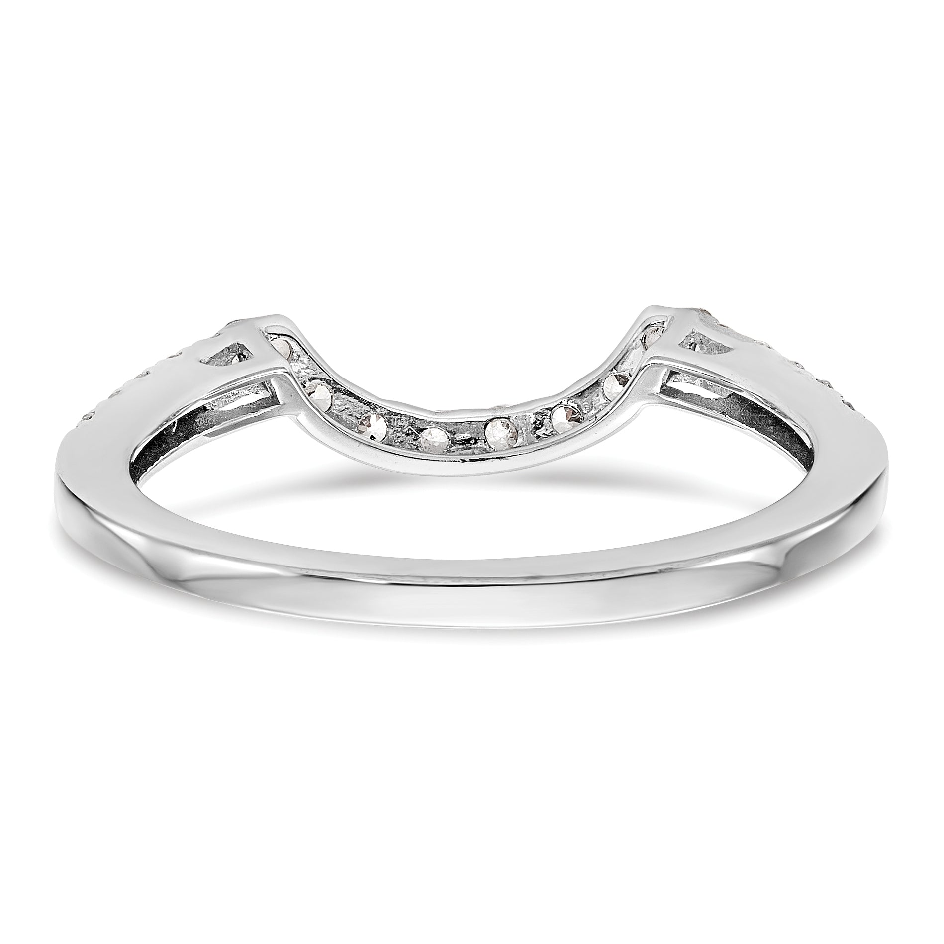 0.20ct. CZ Solid Real 14k White Gold Contour Wedding Wedding Band Ring
