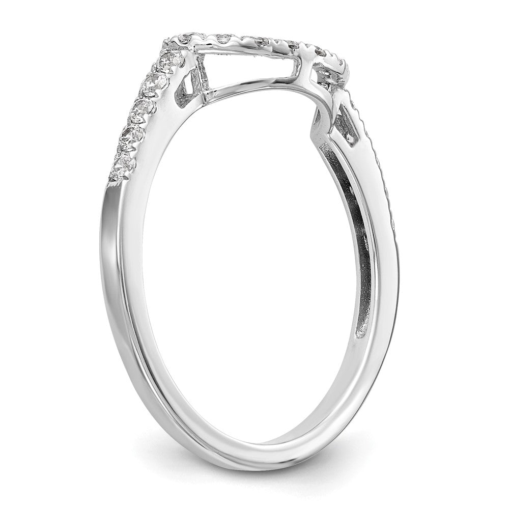 14k White Gold Real Diamond Contour Wedding Band