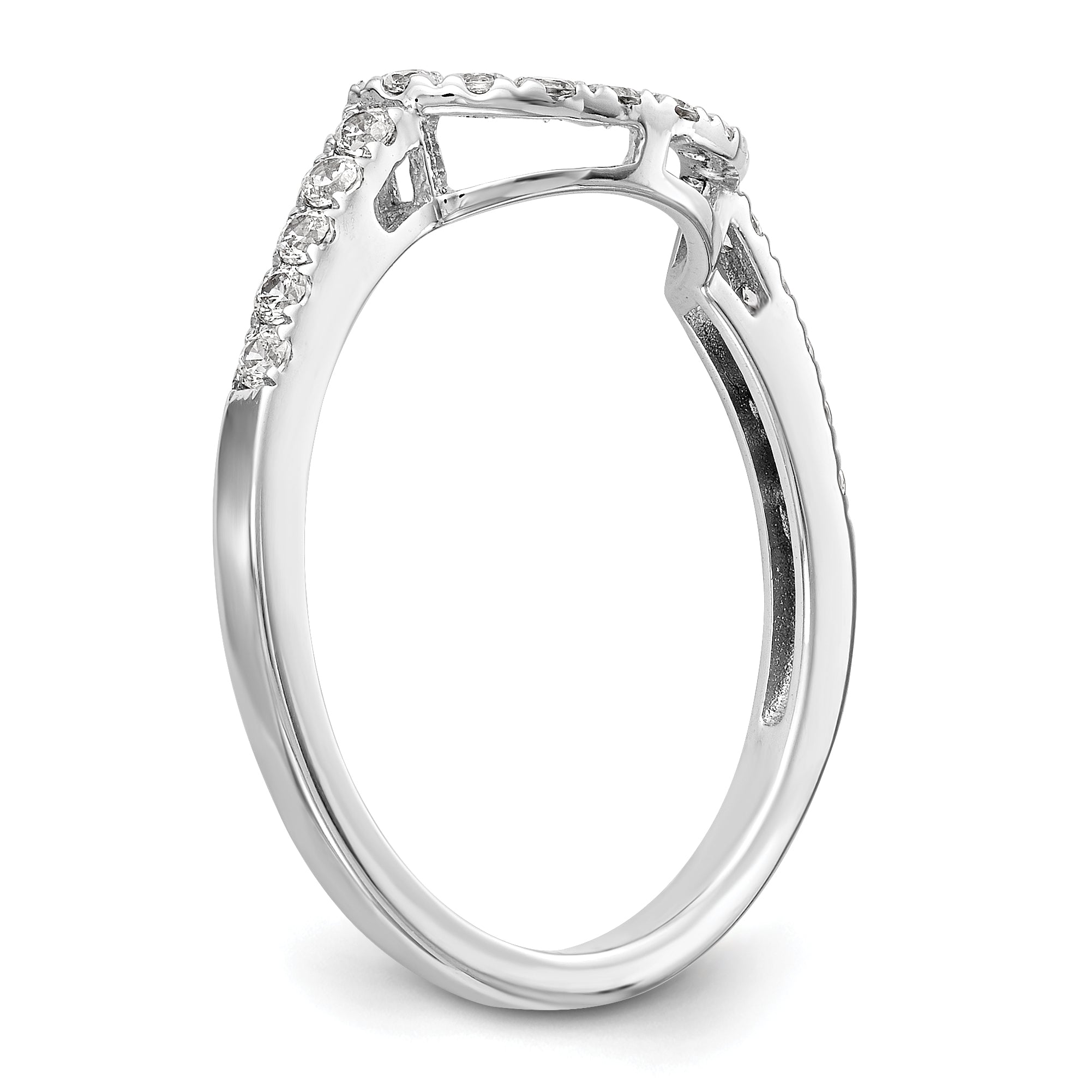 0.20ct. CZ Solid Real 14k White Gold Contour Wedding Wedding Band Ring