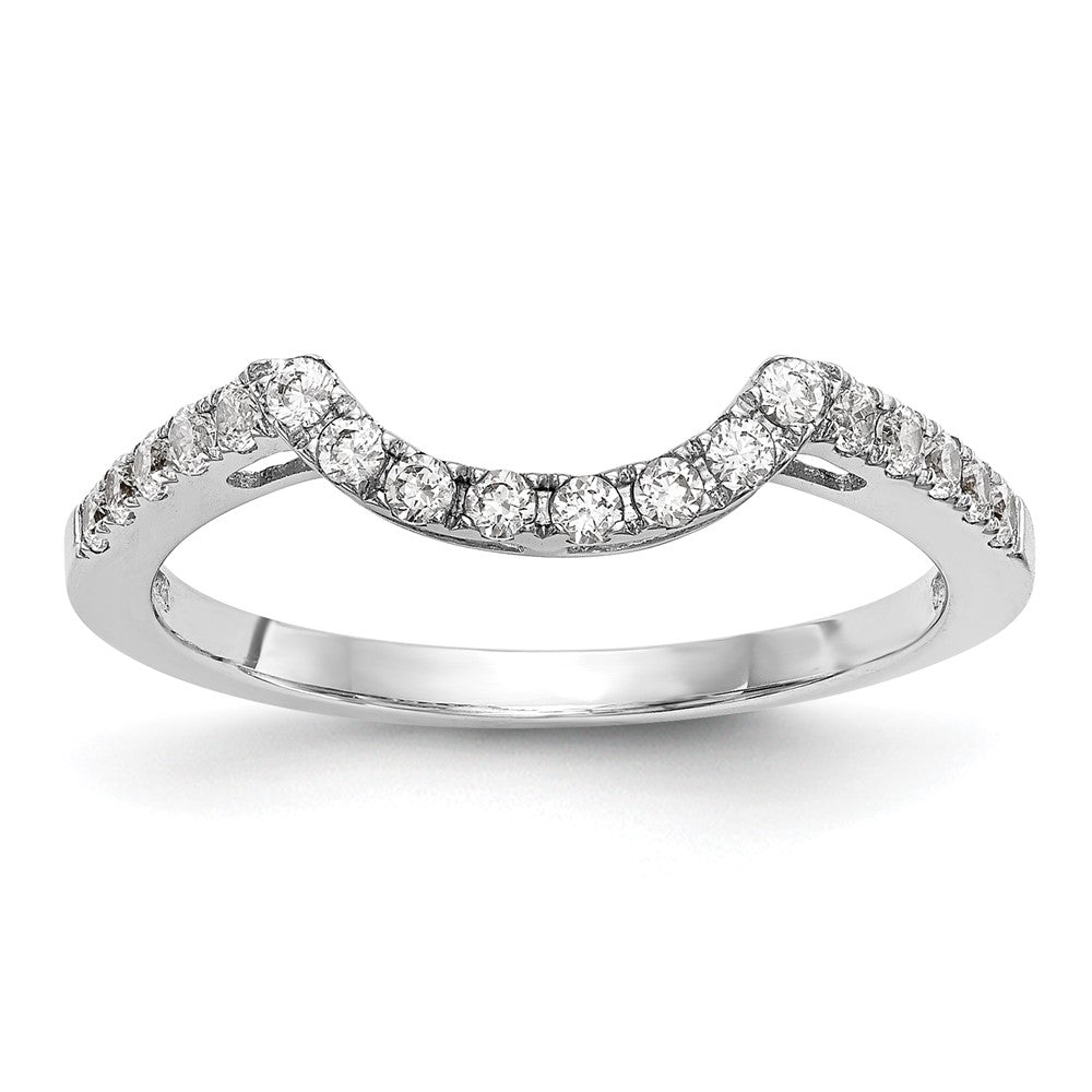 14k White Gold Real Diamond Contour Wedding Band