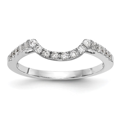 14k White Gold Real Diamond Contour Wedding Band