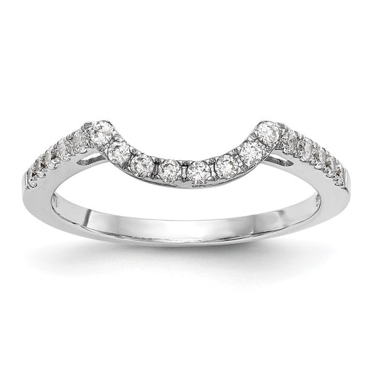 14k White Gold Real Diamond Contour Wedding Band