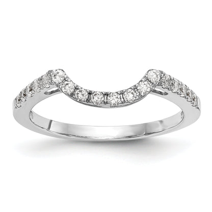 0.20ct. CZ Solid Real 14k White Gold Contour Wedding Wedding Band Ring