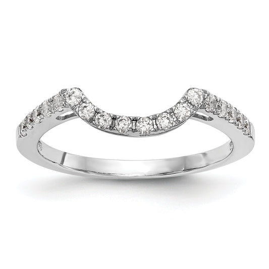 0.20ct. CZ Solid Real 14k White Gold Contour Wedding Wedding Band Ring