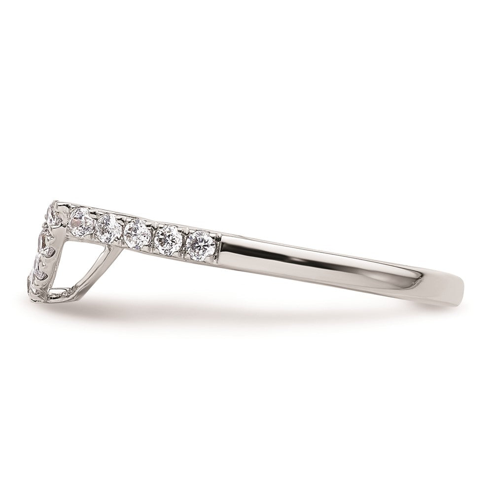 14k White Gold Real Diamond Contour Wedding Band