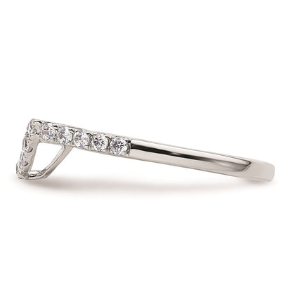 14k White Gold Real Diamond Contour Wedding Band