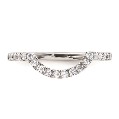 14k White Gold Real Diamond Contour Wedding Band