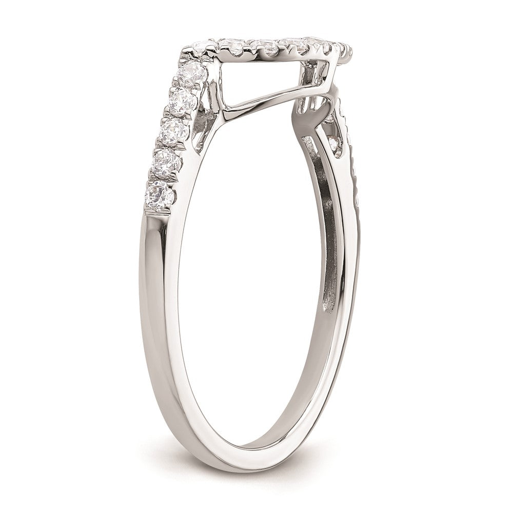 14k White Gold Real Diamond Contour Wedding Band