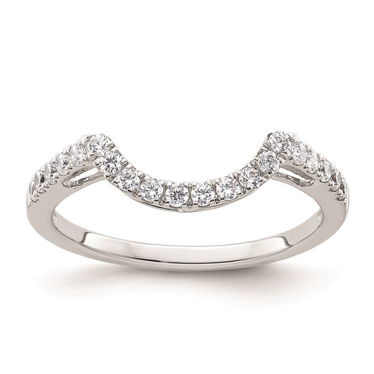 14k White Gold Real Diamond Contour Wedding Band