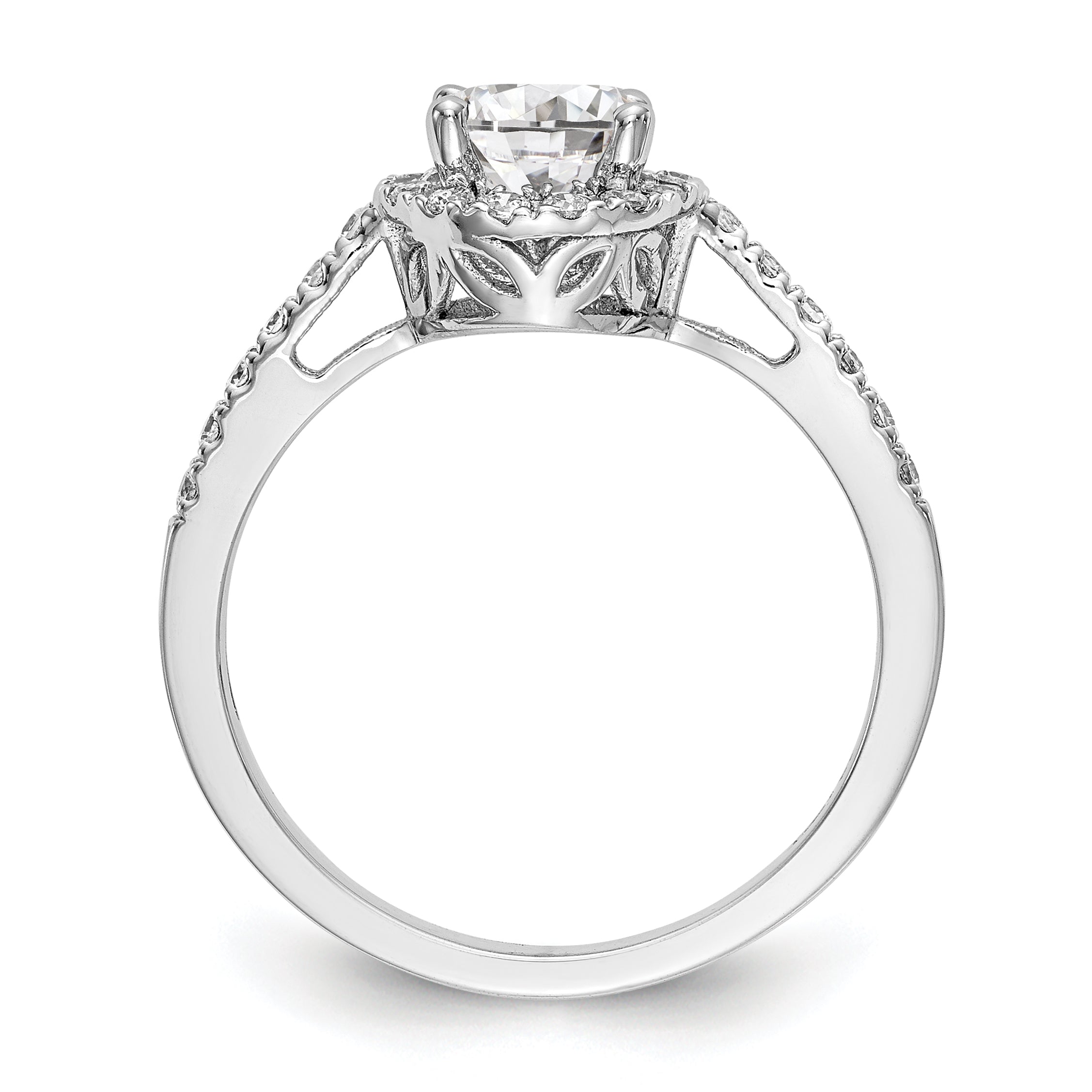 0.25ct. CZ Solid Real 14K White Gold Round Halo Engagement Ring