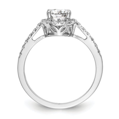 0.25ct. CZ Solid Real 14K White Gold Round Halo Engagement Ring
