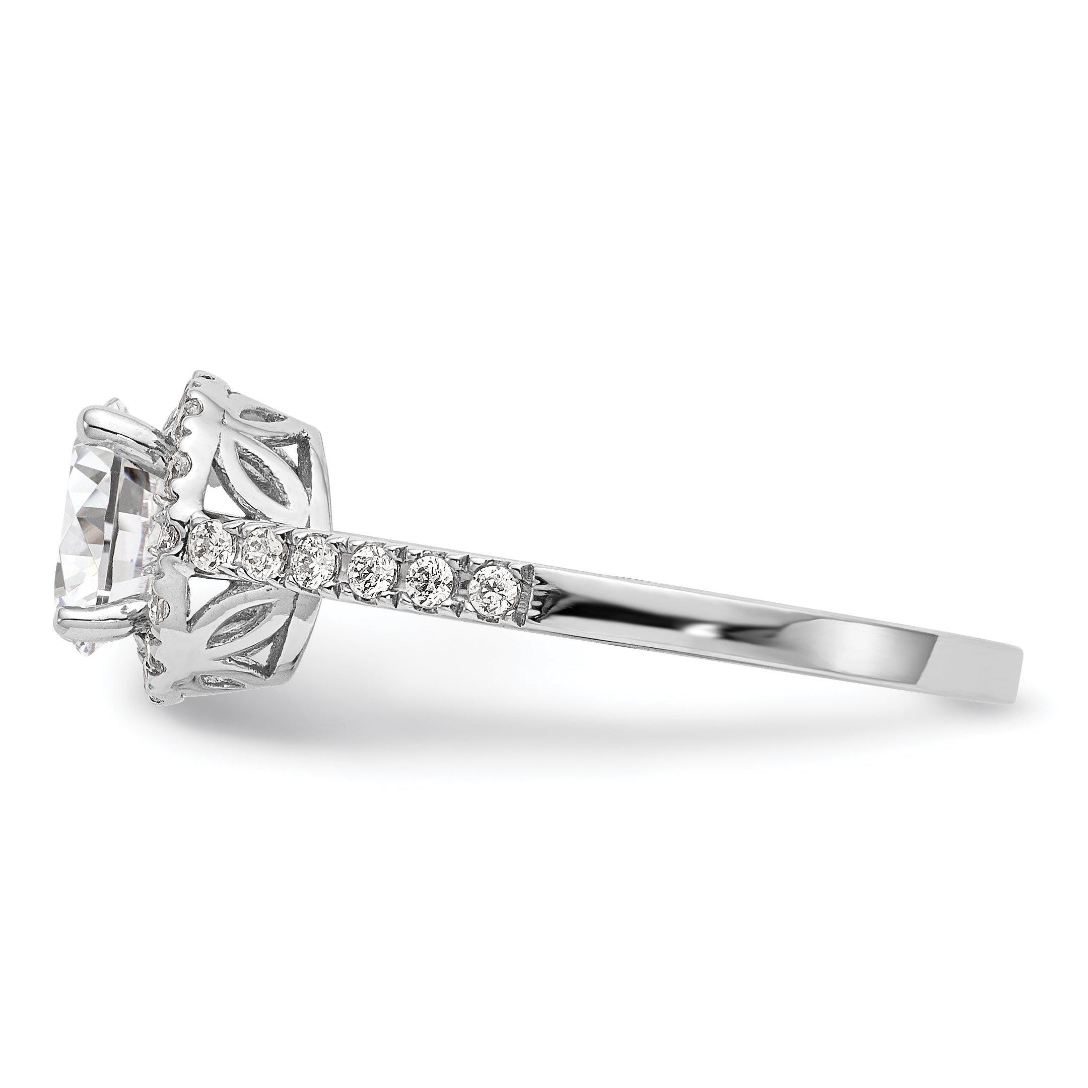 0.25ct. CZ Solid Real 14K White Gold Round Halo Engagement Ring