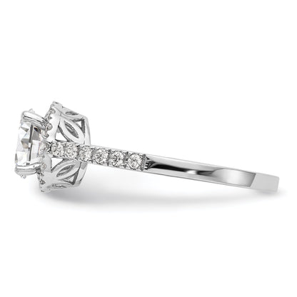 0.25ct. CZ Solid Real 14K White Gold Round Halo Engagement Ring