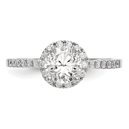 0.75ct. CZ Solid Real 14K White Gold Round Halo Engagement Ring