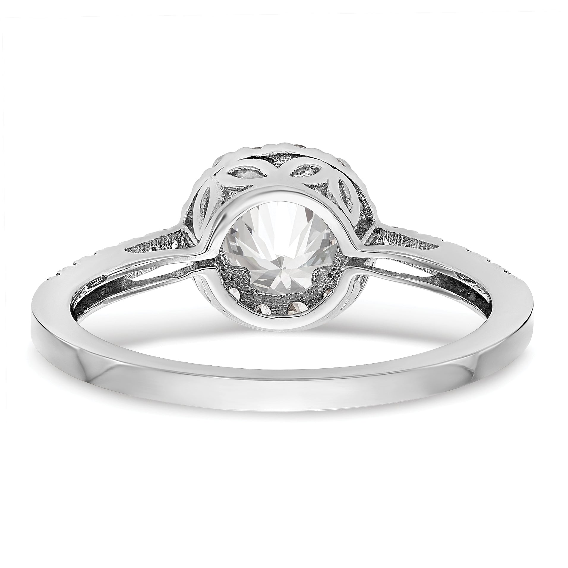 0.75ct. CZ Solid Real 14K White Gold Round Halo Engagement Ring