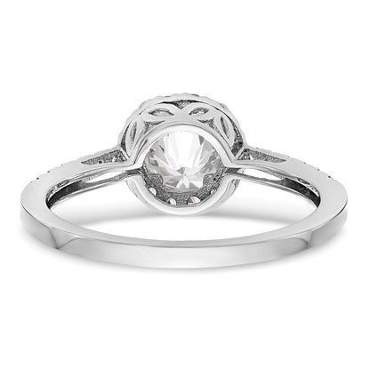 0.75ct. CZ Solid Real 14K White Gold Round Halo Engagement Ring